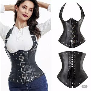 Overbust Steampunk Corset Top Leather Bustier - US Size 4XL 
CHECK SIZE CHART 😊